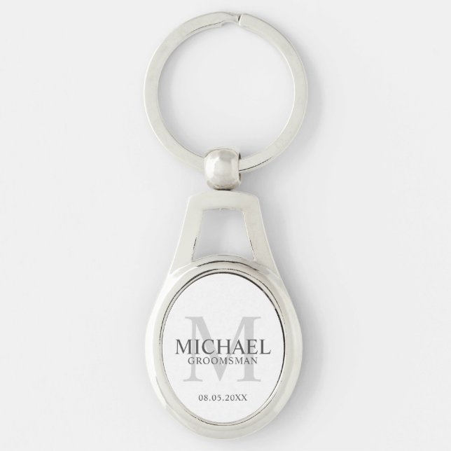 Personalized Groomsmen's name and monogram Keychain (Front)