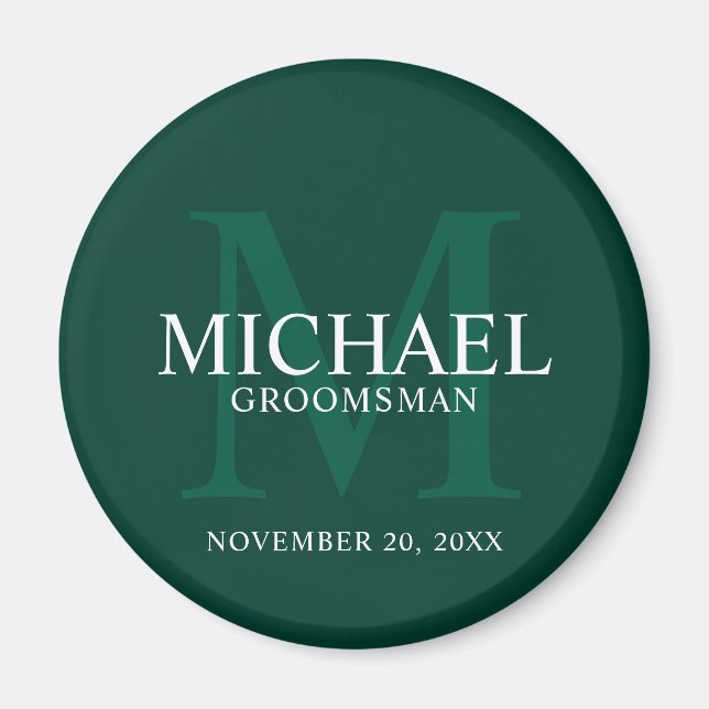 Personalized Groomsmen's name and monogram Magnet (Front)