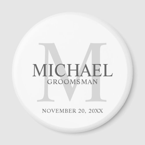 Personalized Groomsmens name and monogram Magnet