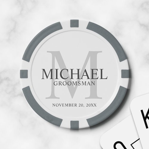 Personalized Groomsmens name and monogram Poker Chips