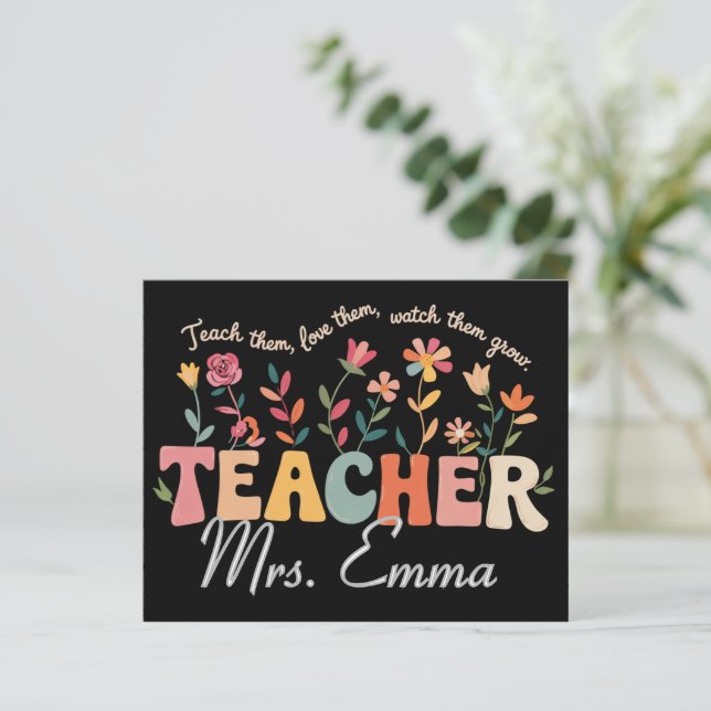 Personalized Groovy Flowers Teacher Custom Gift (Standing Front)