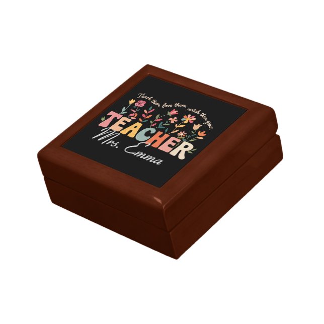 Personalized Groovy Flowers Teacher Custom Gift Gift Box (Side)