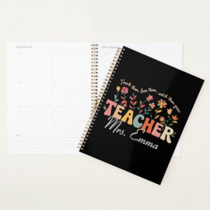 Personalized Groovy Flowers Teacher Custom Gift Planner