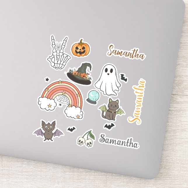 Personalized Groovy Halloween Fun Set  Sticker (Detail)