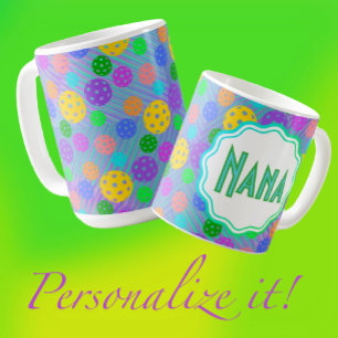 Personalized Groovy Multicolor Pickleball Pop Art Coffee Mug