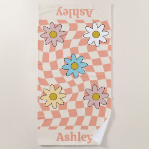 Personalized Groovy Retro Name Beach Towel
