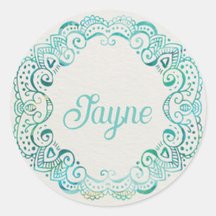 Personalized Groovy Tattoo Filigree Circle Classic Round Sticker