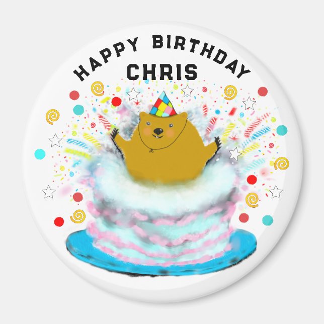 Personalized Groundhog Day Birthday Gift Magnet (Front)