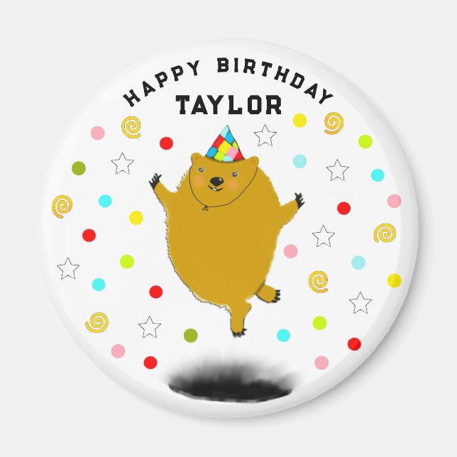 Personalized Groundhog Day Birthday Gift Magnet (Front)