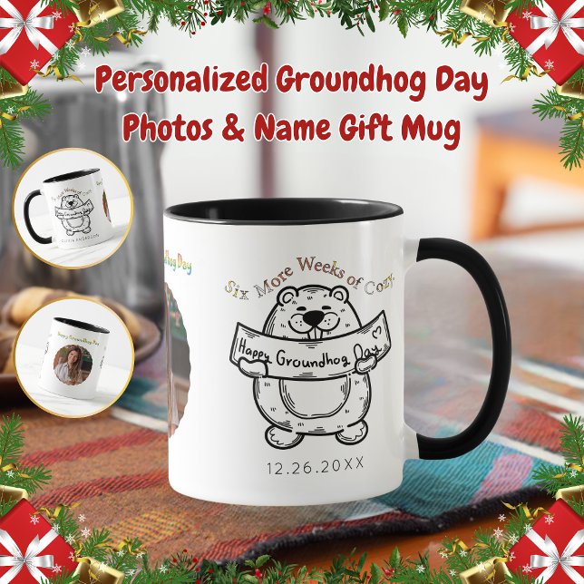 Personalized Groundhog Day Photos & Name Gift Mug (Creator Uploaded)