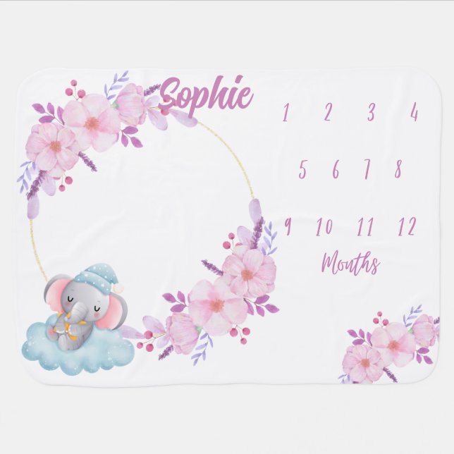 Personalized Growth Baby Blanket (Horizontal)