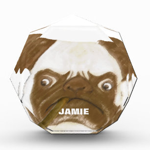 Personalized Grumpy AFICIONADO Puggy Cigar Acrylic Award