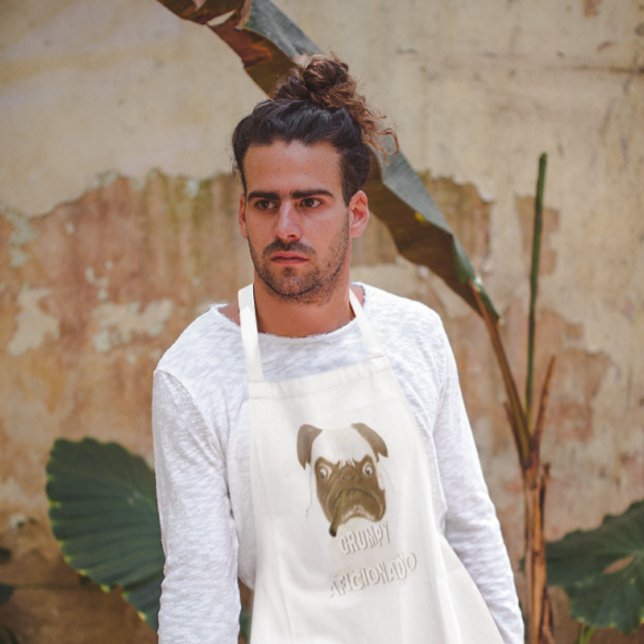 Personalized Grumpy AFICIONADO Puggy Cigar Adult Apron (Creator Uploaded)