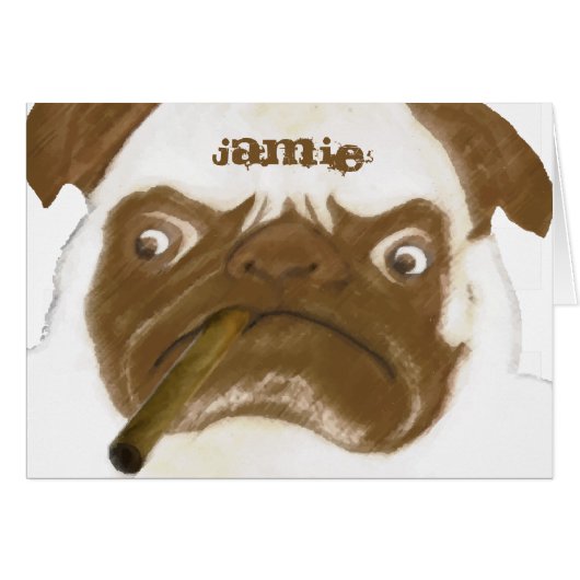 Personalized Grumpy AFICIONADO Puggy Cigar Cards (Front Horizontal)