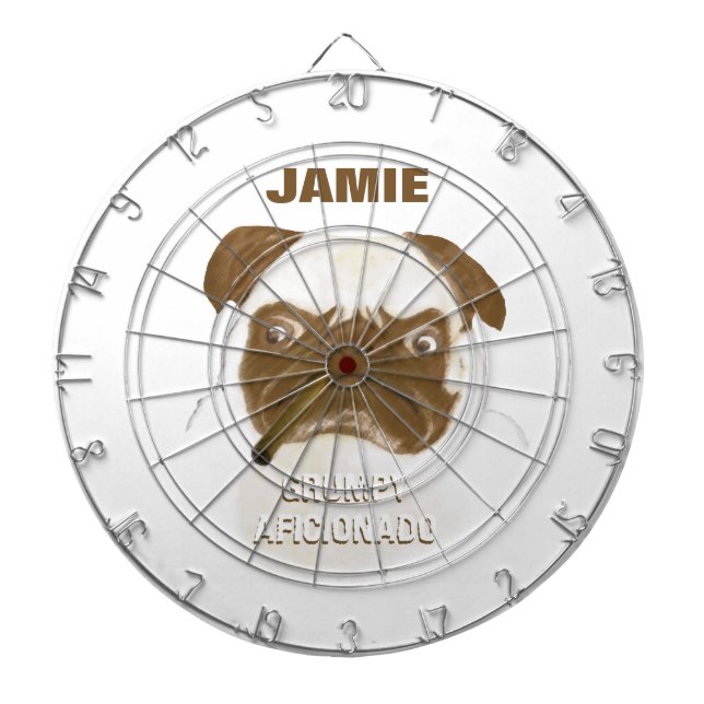 Personalized Grumpy AFICIONADO Puggy Cigar Dart Board (Front)