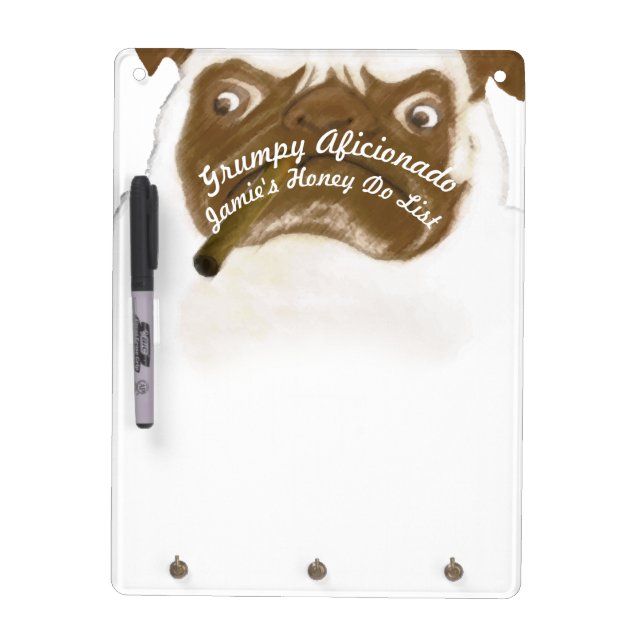 Personalized Grumpy AFICIONADO Puggy Cigar Dry-Erase Board (Front)