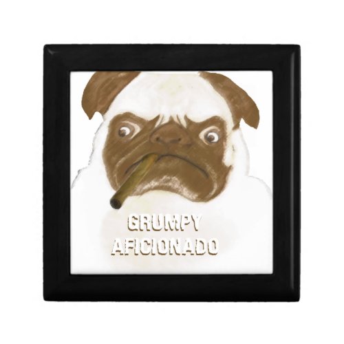 Personalized Grumpy AFICIONADO Puggy Cigar Jewelry Box