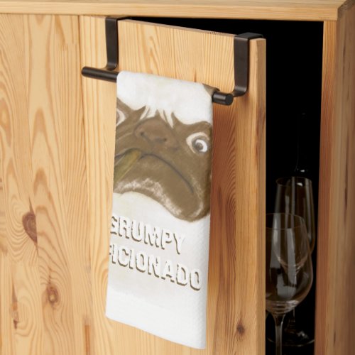 Personalized Grumpy AFICIONADO Puggy Cigar Kitchen Towel