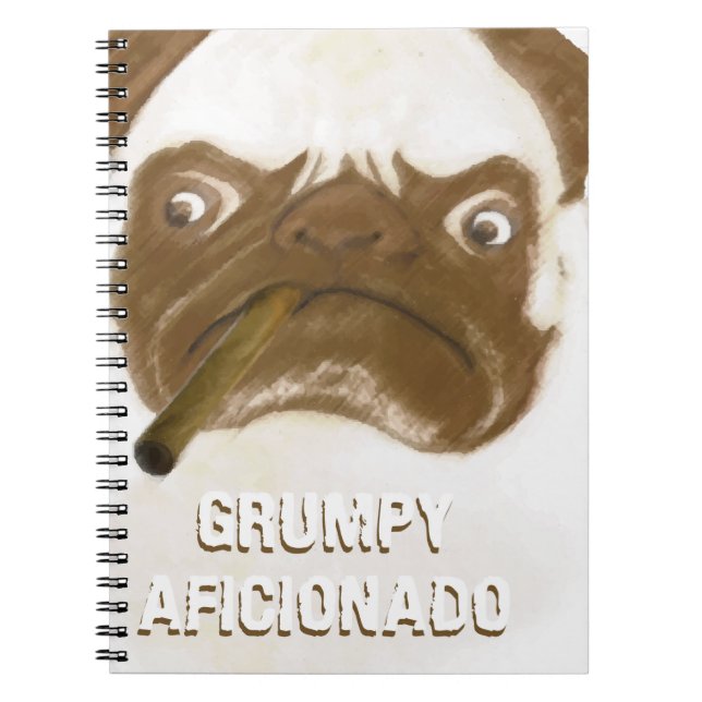 Personalized Grumpy AFICIONADO Puggy Cigar Notebook (Front)