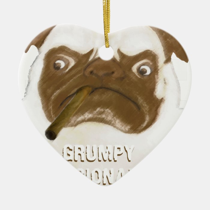 Personalized Grumpy AFICIONADO Puggy Cigar Ornaments