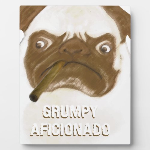 Personalized Grumpy AFICIONADO Puggy Cigar Plaque
