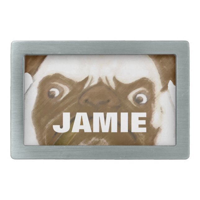 Personalized Grumpy AFICIONADO Puggy Cigar Rectangular Belt Buckle (Front)