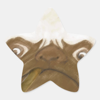 Personalized Grumpy AFICIONADO Puggy Cigar Star Sticker