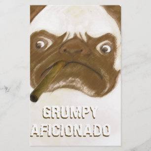 Personalized Grumpy AFICIONADO Puggy Cigar Stationery