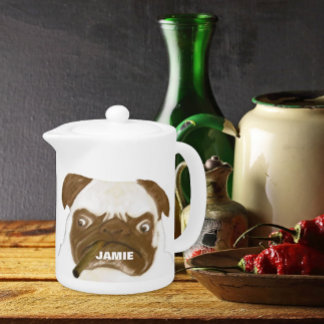 Personalized Grumpy AFICIONADO Puggy Cigar Teapot