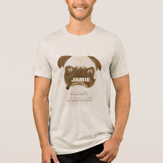 Personalized Grumpy AFICIONADO Puggy Cigar Tri-Blend Shirt
