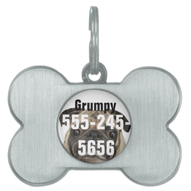Personalized Grumpy Puggy Pet Name Tag (Front)