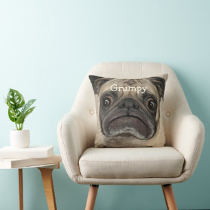 Personalized Grumpy Puggy Throw Pillow