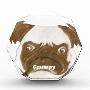 Personalized Grumpy Puggy with Cigar Acrylic Award