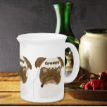 Personalized Grumpy Puggy with Cigar Beverage Pitcher<br><div class="desc">Personalized Grumpy Puggy sporting a cigar</div>