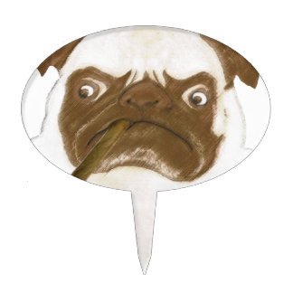 Personalized Grumpy Puggy with Cigar Cake Topper