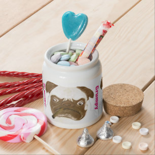 Personalized Grumpy Puggy with Cigar Candy Jar
