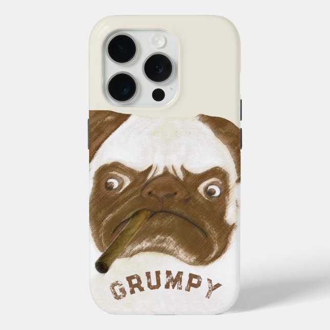 Personalized Grumpy Puggy with Cigar Case-Mate iPhone Case (Back)