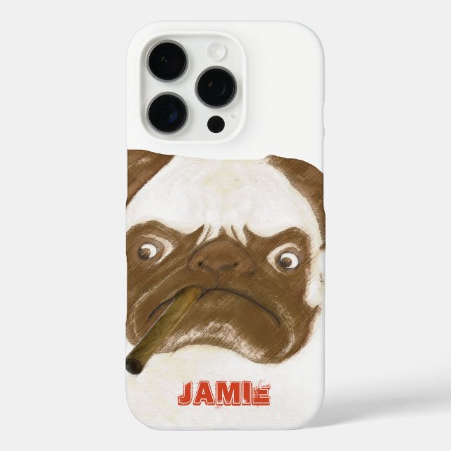 Personalized Grumpy Puggy with Cigar Case-Mate iPhone Case (Back)