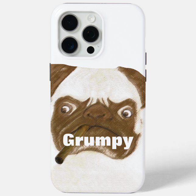 Personalized Grumpy Puggy with Cigar Case-Mate iPhone Case (Back)