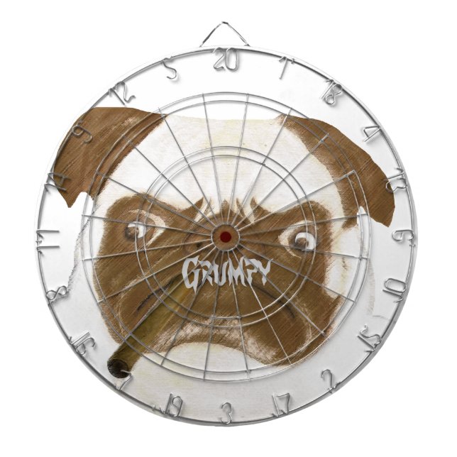 Personalized Grumpy Puggy with Cigar Dart Board (Front)