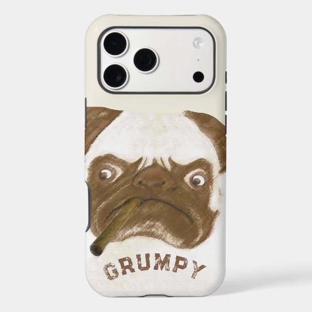 Personalized Grumpy Puggy with Cigar Iphone Case (Back)