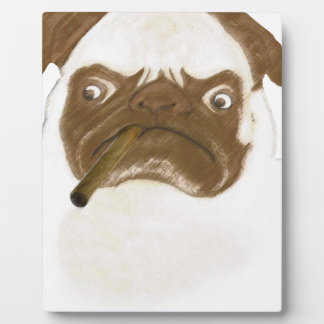 Personalized Grumpy Puggy with Cigar Plaque