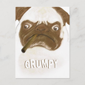 Personalized Grumpy Puggy with Cigar Postcard