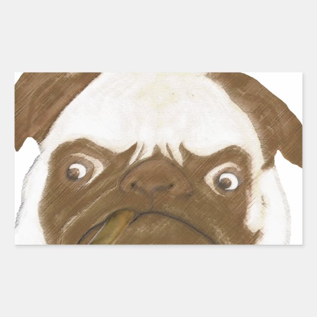 Personalized Grumpy Puggy with Cigar Rectangular Sticker (Front)