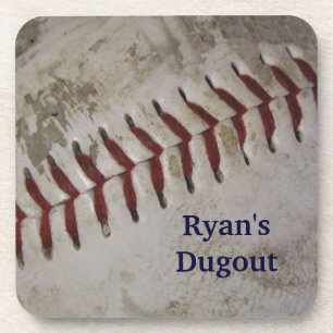 Personalized Grunge Baseball Coasters - Set of 6