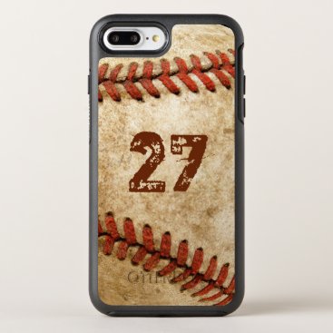 Personalized Grunge Baseball with Your Number OtterBox Symmetry iPhone 8 Plus/7 Plus Case