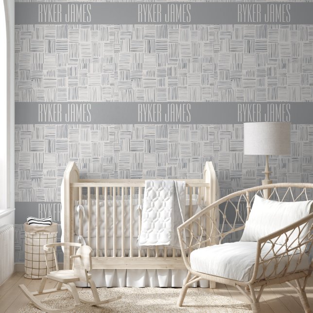 Personalized Grunge Lines Baby Name Wallpaper (Kids)