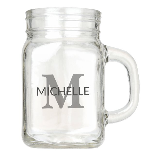 Personalized GS Serif Monogrammed Mason Jar (Front)