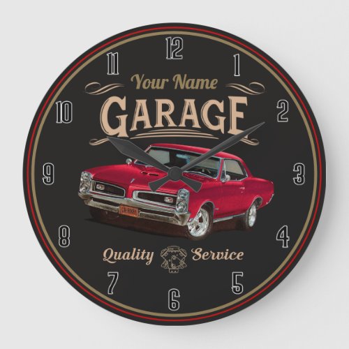 Personalized GTO Classic Car Garage Large Clock