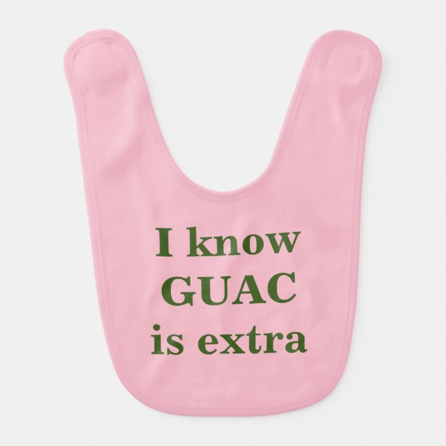 Personalized Guacamole Pink Baby Bib (Front)